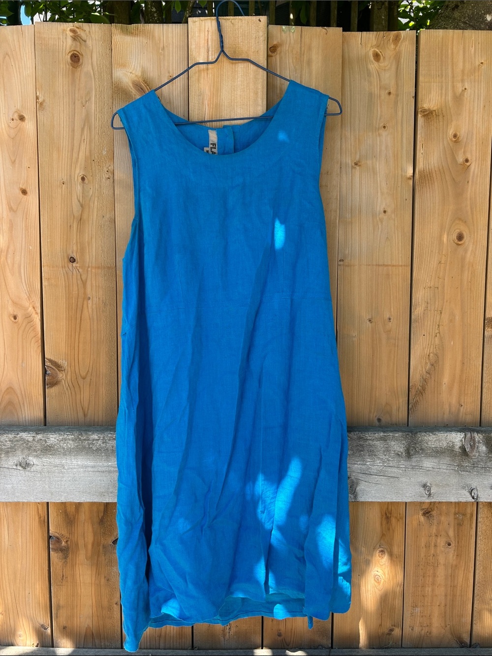 Sleeveless Bright Blue Shift Dress made from Flax